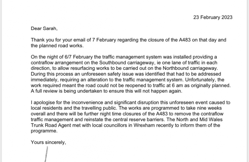 A483 Welsh Government response 