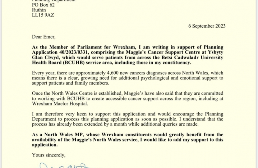 Maggie's Letter of Support